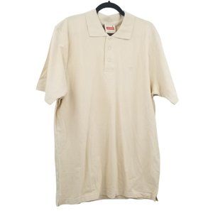 Eddie Domani Men's Heavy Knit Cotton Polo Shirt In Cream Size XL